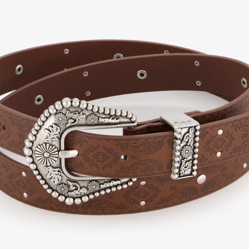 Dames riem bruin zilver