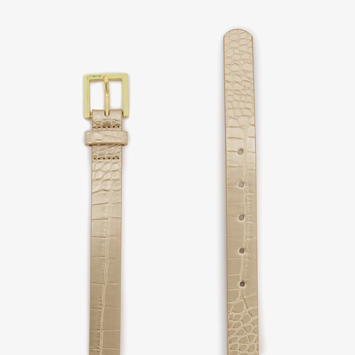 Dames riem met croco print goud