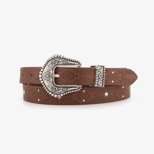 Dames riem bruin zilver