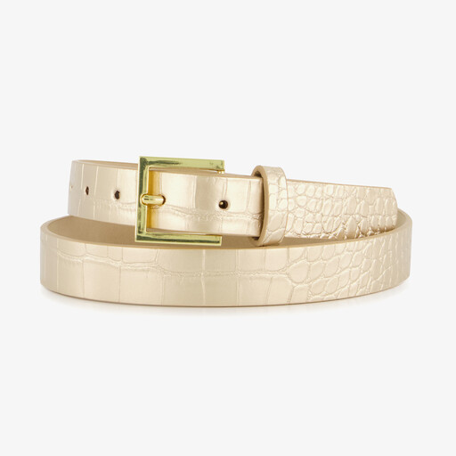 Dames riem met croco print goud