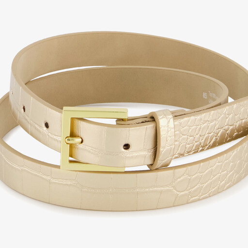 Dames riem met croco print goud