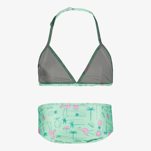 Meisjes bikini met tropische print groen
