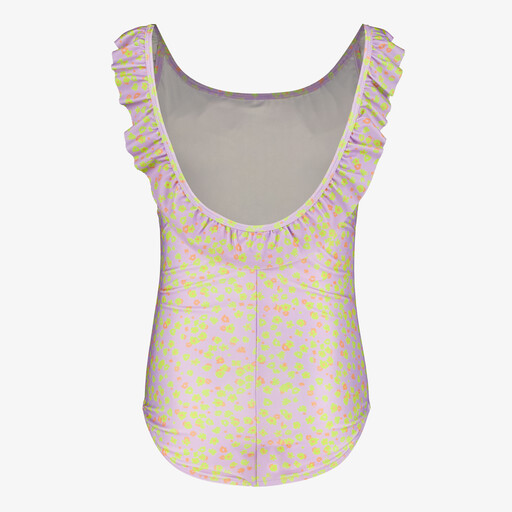 Meisjes badpak paars met gele stippen