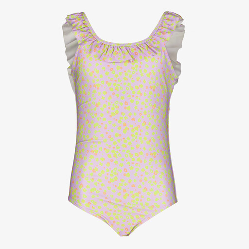 Meisjes badpak paars met gele stippen