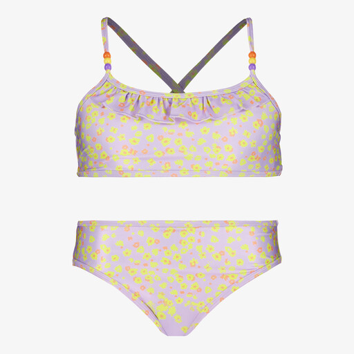 Meisjes bikini met bloemenprint lila
