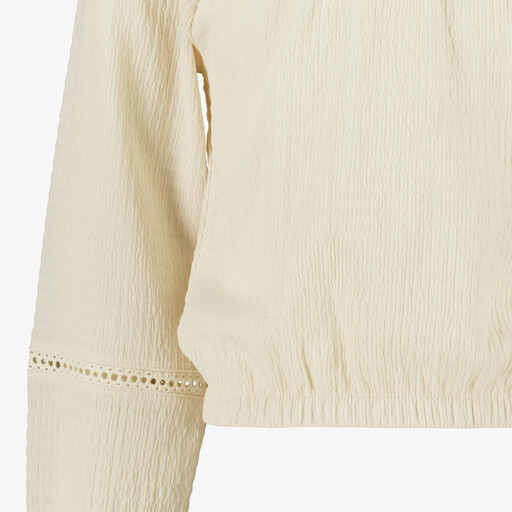 Meisjes top met lange mouwen lichtbeige