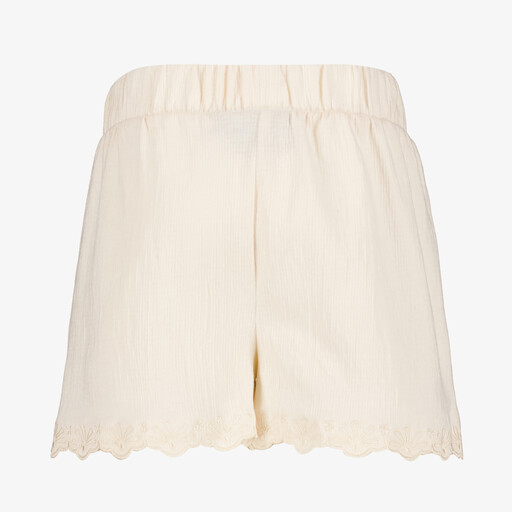 Meisjes short met borduursels wit