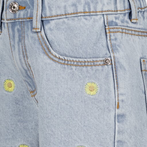 Meisjes denim short met madeliefjes