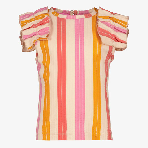 Meisjes top met ruffles gestreept