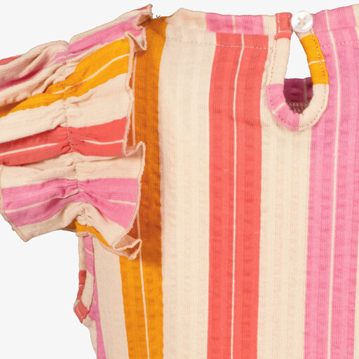 Meisjes top met ruffles gestreept