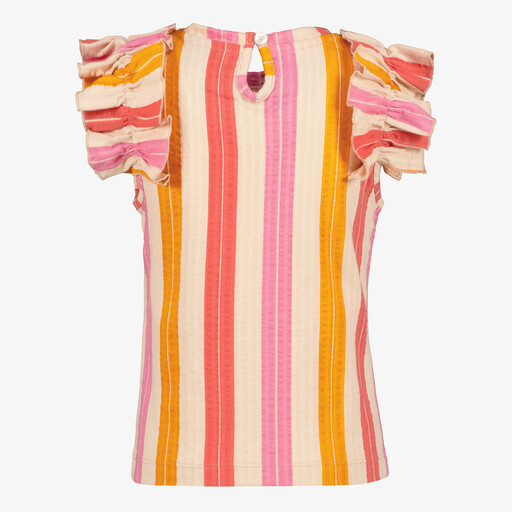 Meisjes top met ruffles gestreept