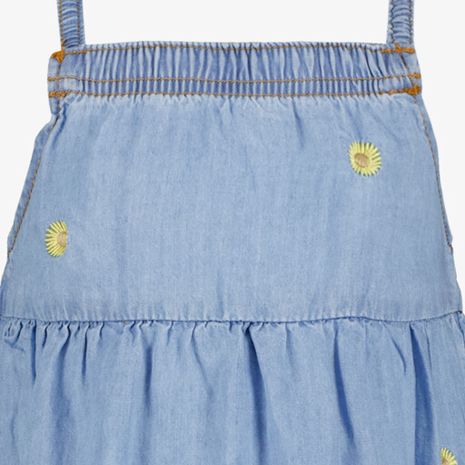 Meisjes denim jurk met madeliefjes