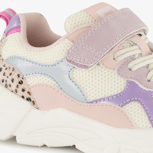 Meisjes sneakers met panterprint details pastel