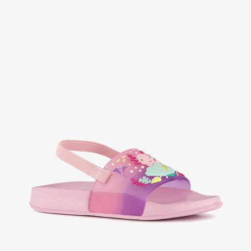 Roze meisjes badslippers met axolotl