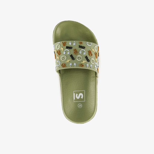 Kinder badslippers met game icoontjes groen