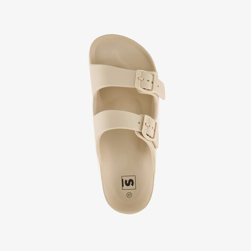 Dames badslippers met gesp beige