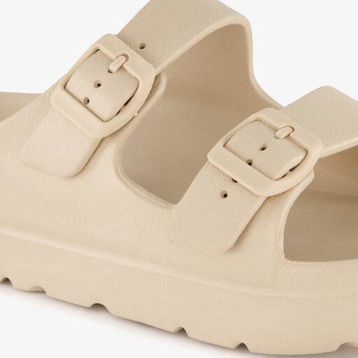 Dames badslippers met gesp beige