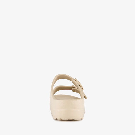 Dames badslippers met gesp beige