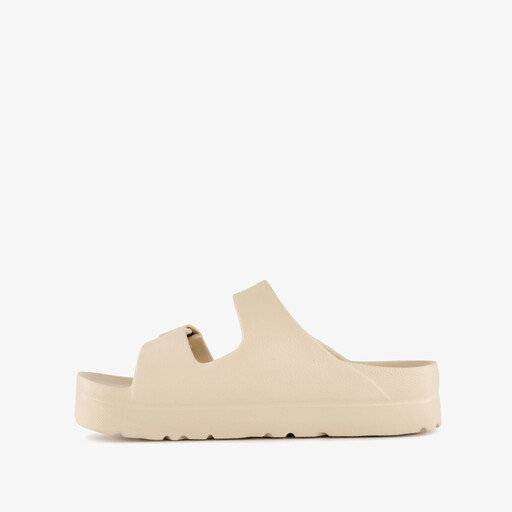 Dames badslippers met gesp beige