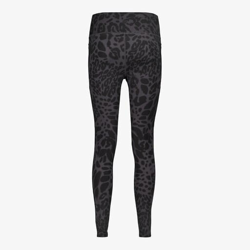 Dames sportlegging met luipaardprint zwart grijs