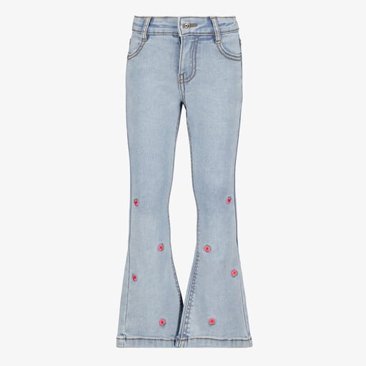 Meisjes flared jeans met geborduurde bloemen