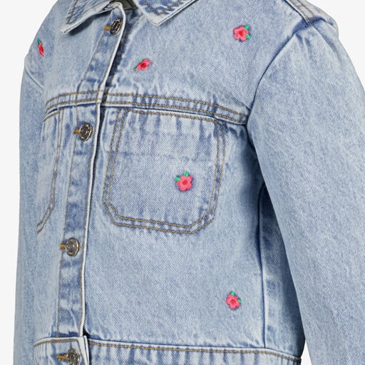 Meisjes spijkerjas met geborduurde bloemen