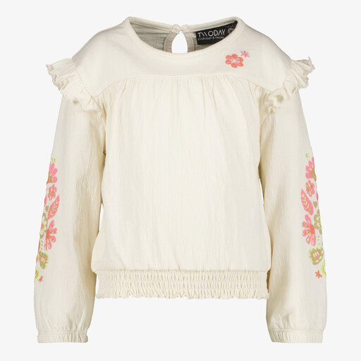 Meisjes sweater met borduursels wit