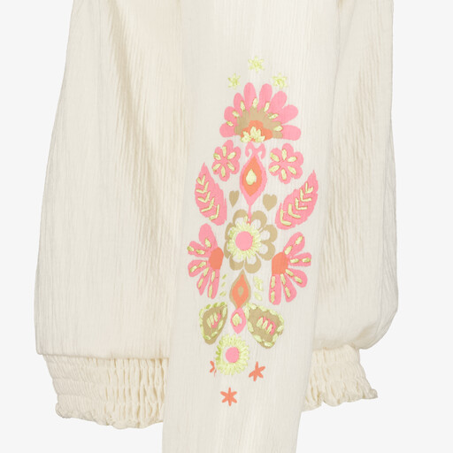 Meisjes sweater met borduursels wit