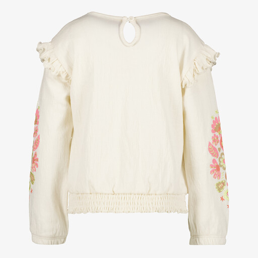 Meisjes sweater met borduursels wit