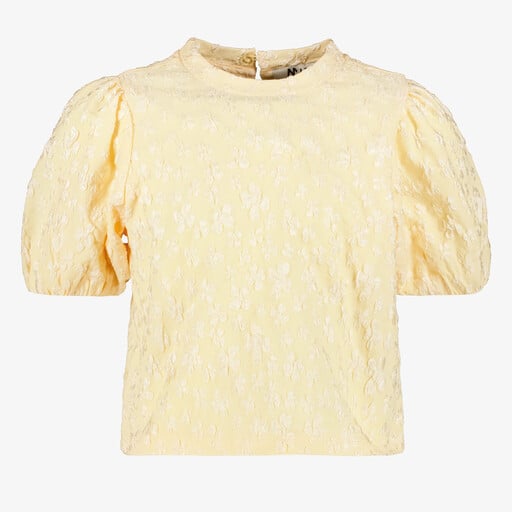 Meisjes top met pofmouwtjes geel