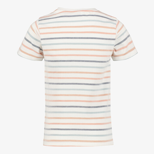 Gestreept jongens T-shirt wit pastel