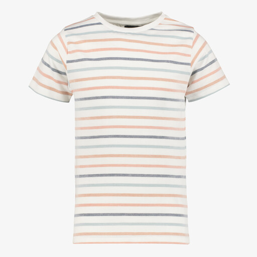 Gestreept jongens T-shirt wit pastel