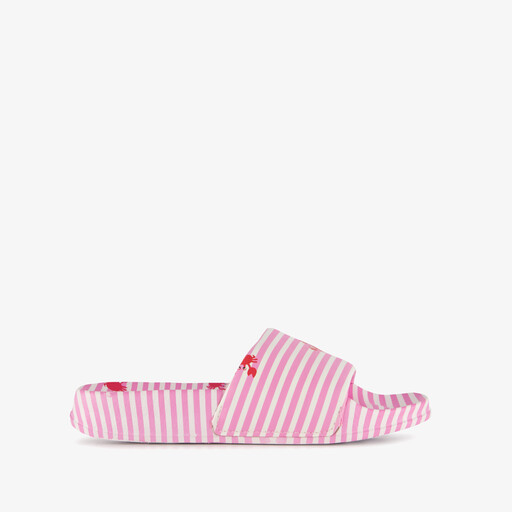 Roze meisjes badslippers met witte strepen