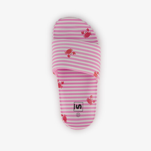 Roze meisjes badslippers met witte strepen
