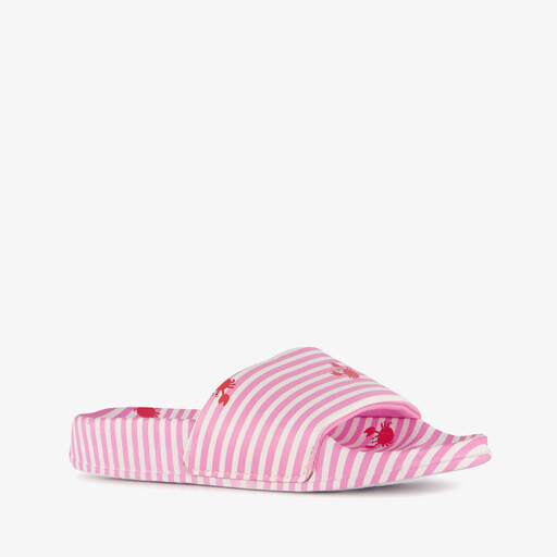 Roze meisjes badslippers met witte strepen