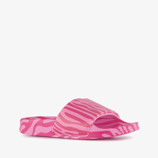 Roze meisjes badslippers met zebraprint