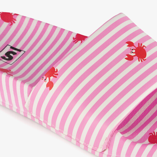 Roze meisjes badslippers met witte strepen