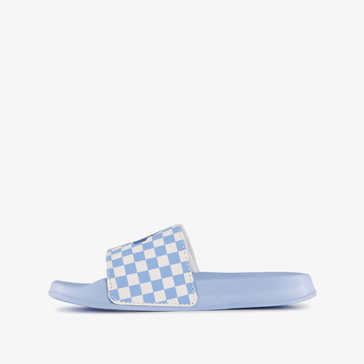 Kinder badslippers met print en smiley blauw