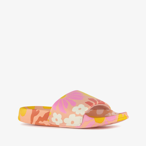 Multicolor meisjes badslippers met bloemenprint