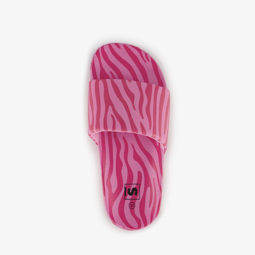 Roze meisjes badslippers met zebraprint