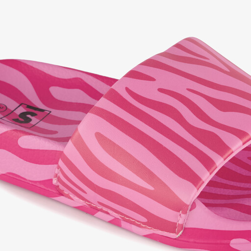 Roze meisjes badslippers met zebraprint