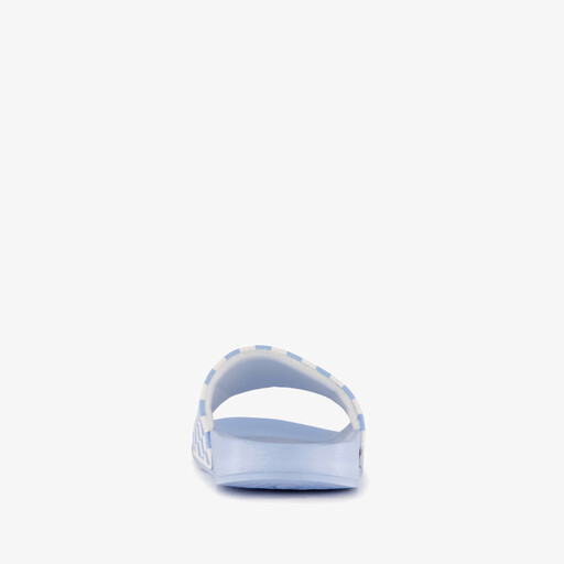 Kinder badslippers met print en smiley blauw