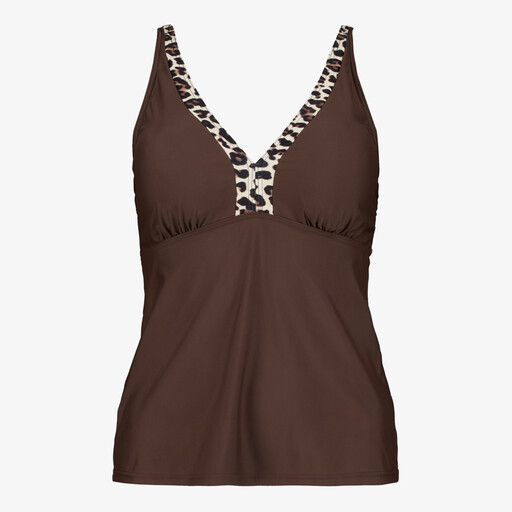 Dames tankinitop met panterprint bruin