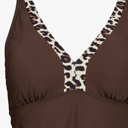 Dames tankinitop met panterprint bruin