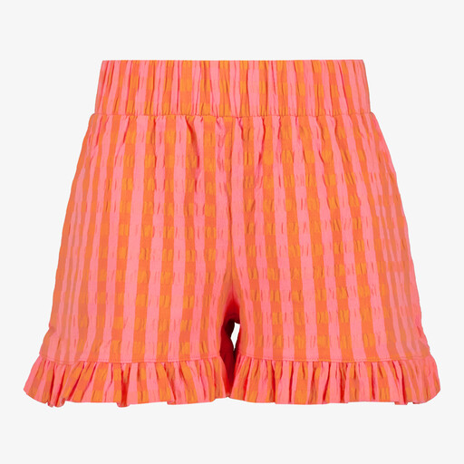 Meisjes short gestreept roze oranje
