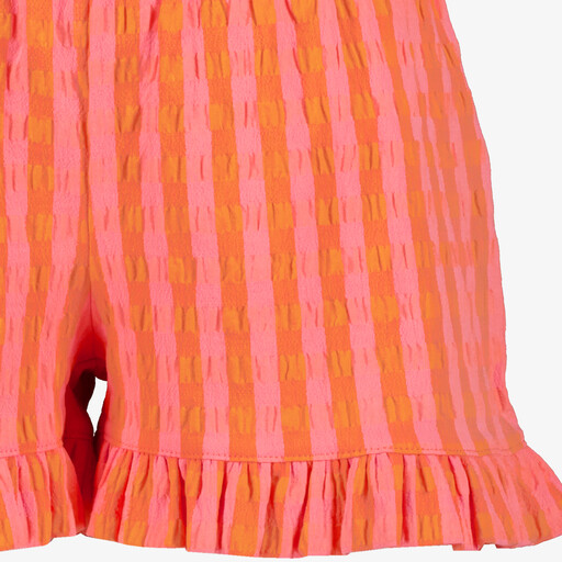 Meisjes short gestreept roze oranje