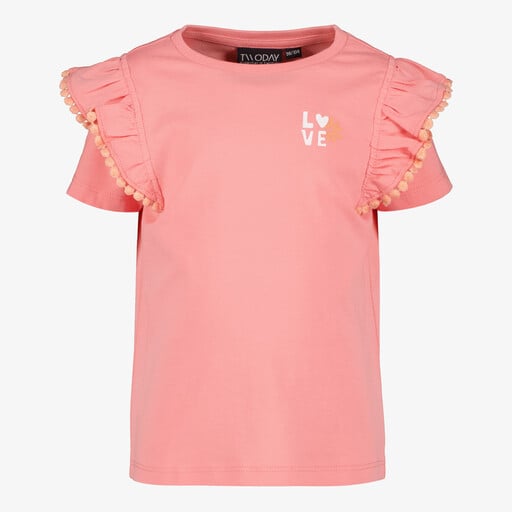 Meisjes top met pompons roze