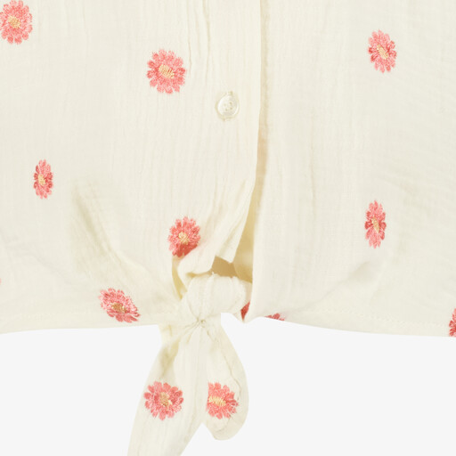 Meisjes blouse met knoop en bloemenprint