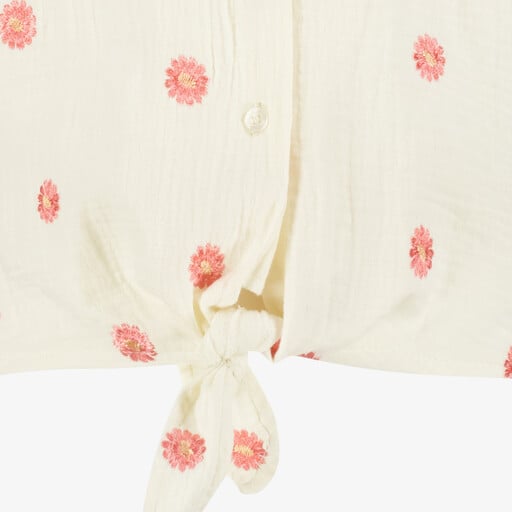 Meisjes blouse met knoop en bloemenprint