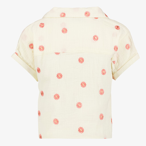 Meisjes blouse met knoop en bloemenprint